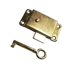 Cupboard Lock & Key 63mm - Brass Plated - (002679N)