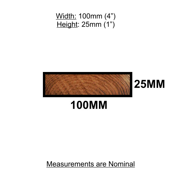 Thermowood Pine Batten - 25mm x 100mm - (Per Metre)