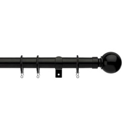 Universal Curtain Pole - 1.8Mt x 28mm - Ball - Black