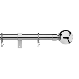 Universal Curtain Pole - 3.0Mt x 28mm - Ball - Chrome