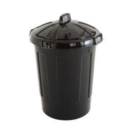 Dustbin With Lid 80LT - Black PVC