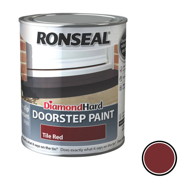 Ronseal Diamond Hard - Doorstep Paint 750ml - Tile Red