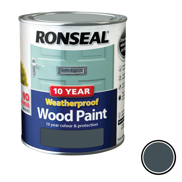 Ronseal 10 Year Weatherproof Wood Paint 750ml - Satin - Grey