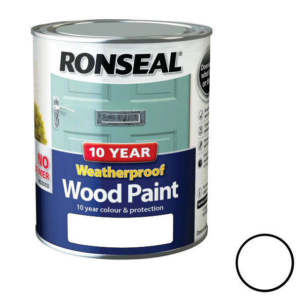 Ronseal 10 Year Weatherproof  Wood Paint 750ml - Gloss - Pure Brilliant White
