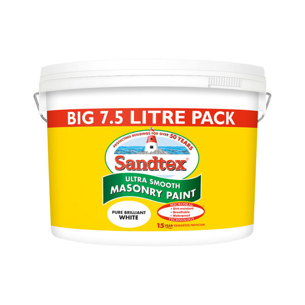 Sandtex Masonry Paint 7.5Lt - Smooth - Pure Brilliant White