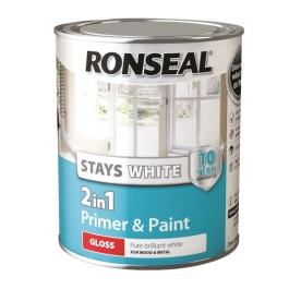Ronseal Stays White - 2 In 1 Primer & Paint - Gloss 2.5Lt