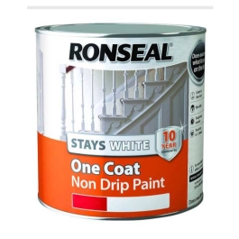 Ronseal Stays White - One Coat Non Drip Paint - Matt 750ml