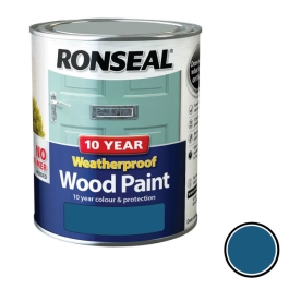 Ronseal 10 Year Weatherproof Wood Paint 750ml - Gloss - Deep Teal