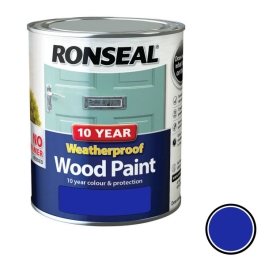 Ronseal 10 Year Weatherproof Wood Paint 750ml - Gloss - Royal Blue