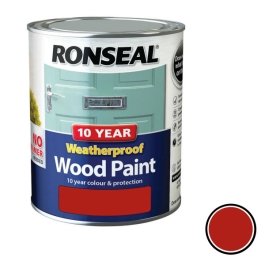 Ronseal 10 Year Weatherproof Wood Paint 750ml - Gloss - Royal Red