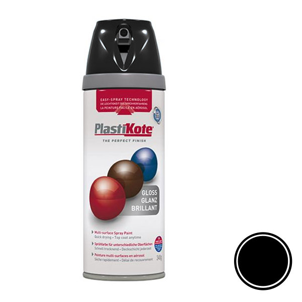 Plasti-Kote Spray Paint 400ml - Gloss - Black