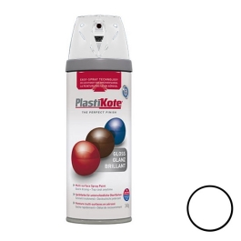 Plasti-Kote Spray Paint 400ml - Satin - White