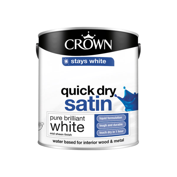 Crown Quick Drying Satin 2.5Lt - Pure Brilliant White