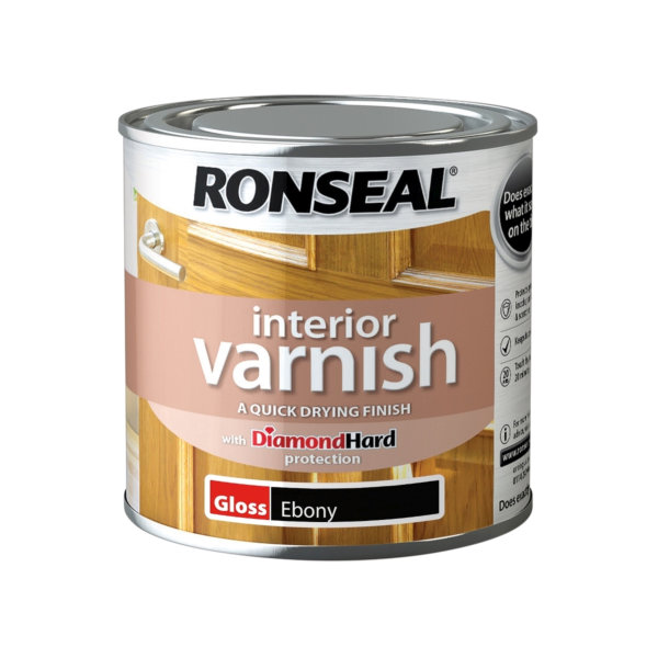 Ronseal Interior Varnish 250ml - Ebony - Gloss