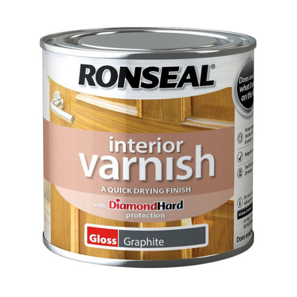 Ronseal Interior Varnish 250ml - Graphite - Gloss