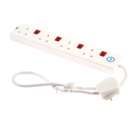 Extension Lead 0.75Mt - 4 Gang - Surge Protected - White
