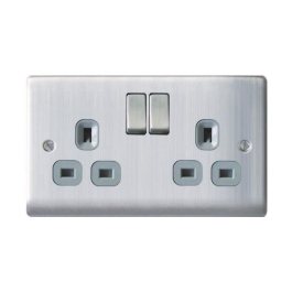 Nexus Stainless Steel Switched Socket - 2 Gang