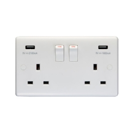 Switched Socket & USB Outlets - 2 Gang - (EL29P)