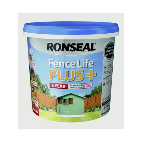 Ronseal Fence Life Plus 5Lt - 5 Year Sprayable - Sage