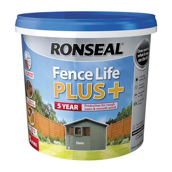 Ronseal Fence Life Plus 5Lt - 5 Year Sprayable - Slate