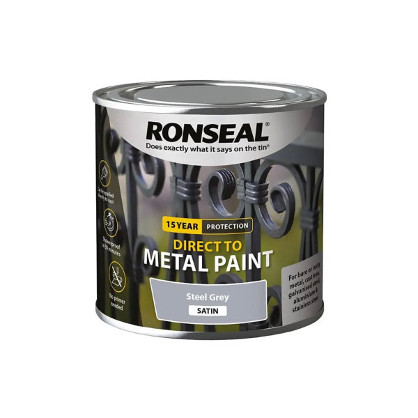 Ronseal Direct To Metal 250ml - Satin - Steel Grey