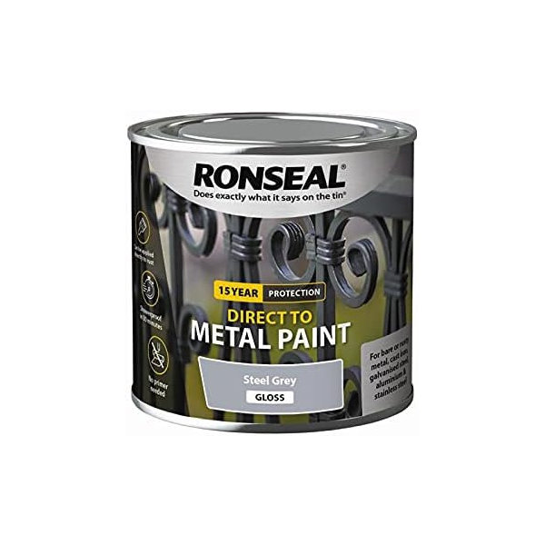 Ronseal Direct To Metal 250ml - Gloss - Steel Grey