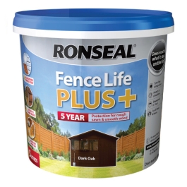 Ronseal Fence Life Plus 5Lt - 5 Year Sprayable - Dark Oak