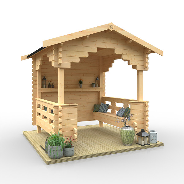 The Garden Shelter - 44mm Log Cabin - 8Ft Length x 8Ft Width