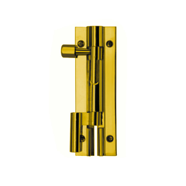 Necked Door Bolt 76mm - Polished Brass - (002655N)