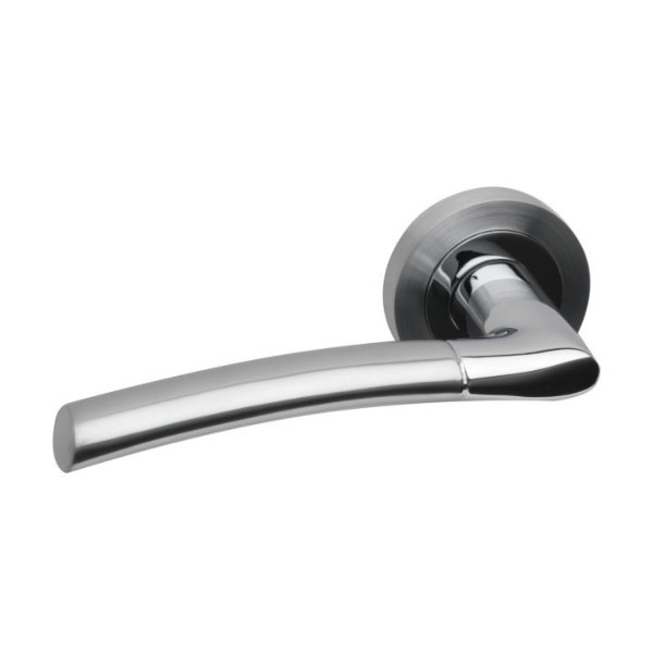 Door Handle - Lever On Rose - Polished / Satin Chrome - Falcon