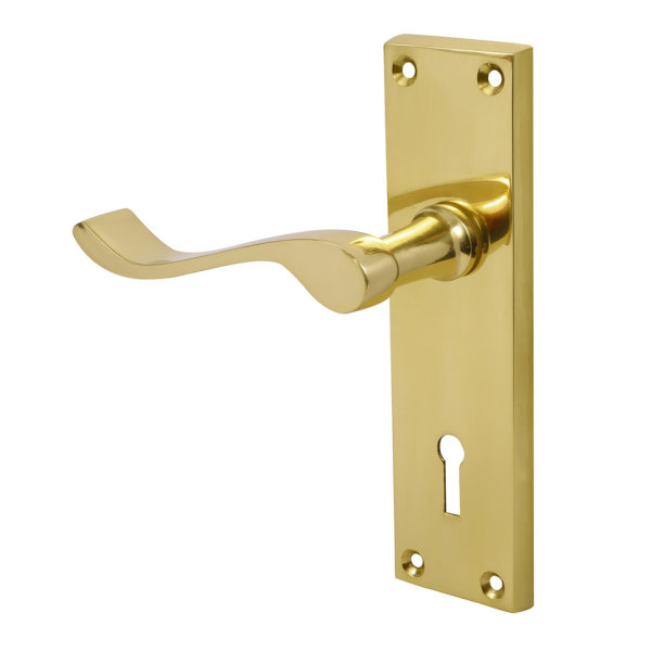 Door Handle - Scroll Lever - Lock - Brass - (045065N)