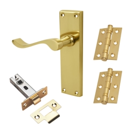 Door Handle - Scroll Lever - Latch Pack - Brass - (045171N)