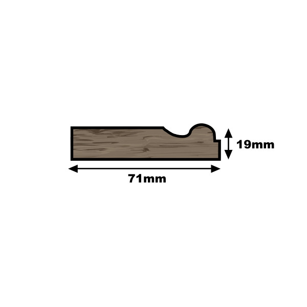 American Oak Torus Skirting - 25mm x 75mm - (Per Metre)