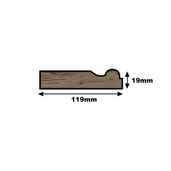 American Oak Torus Skirting - 25mm x 125mm - (Per Metre)