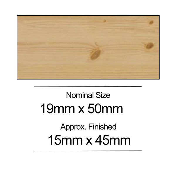Softwood Pine Stripwood - 15mm x 45mm x 2.4Mt