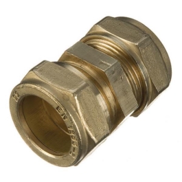 Brass Compression - Straight Coupler 15mm - (Pack of 10) - (318025)