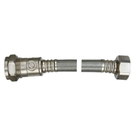 Flexible Tap Connector with Isolating Valve - 15mm x 1/2" x 300mm - (Pack of 2) - (324652)