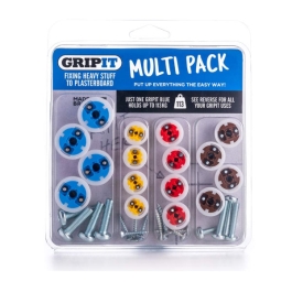 GripIt Wall Mounting Fixings - Assorted Pack - (Pack of 16)