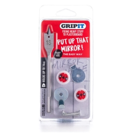 GripIt Wall Mounting Fixings - Mirror - (Red) - (Pack of 2)