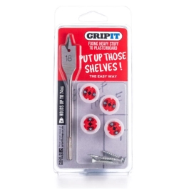 GripIt Wall Mounting Fixings - Shelf - (Red) - (Pack of 4)