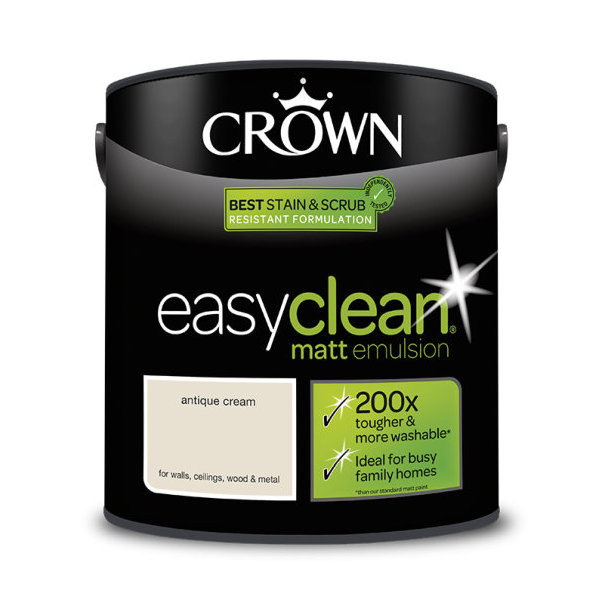 Crown EasyClean Matt Emulsion 2.5Lt - Creams - Antique Cream
