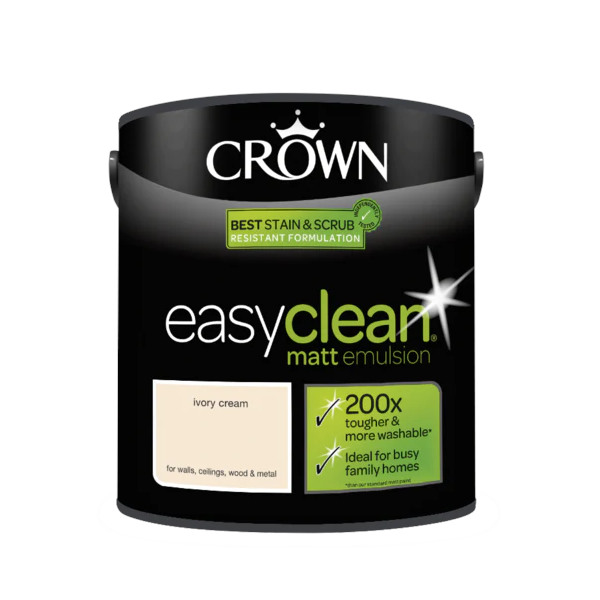Crown EasyClean Matt Emulsion 2.5Lt - Creams - Ivory Cream