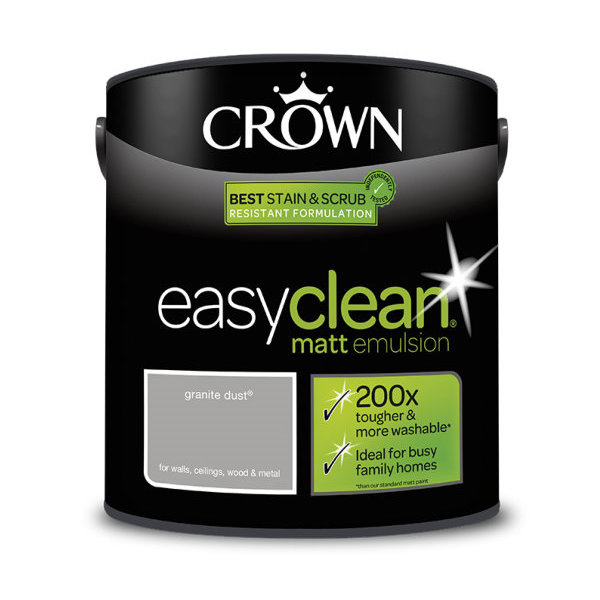 Crown EasyClean Matt Emulsion 2.5Lt - Greys - Granite Dust