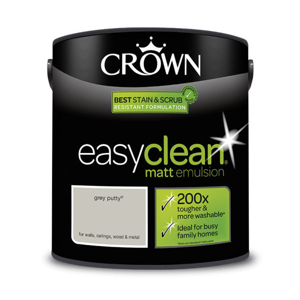 Crown EasyClean Matt Emulsion 2.5Lt - Greys - Grey Putty