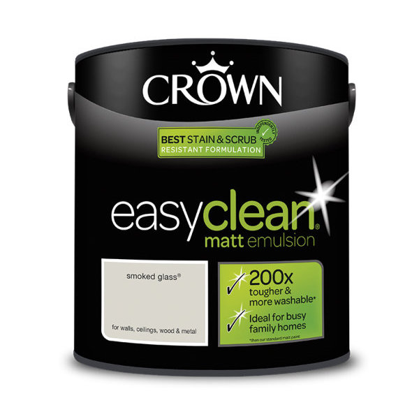Crown EasyClean Matt Emulsion 2.5Lt - Greys - Smoked Glass