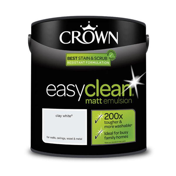 Crown EasyClean Matt Emulsion 2.5Lt - Whites - Clay White