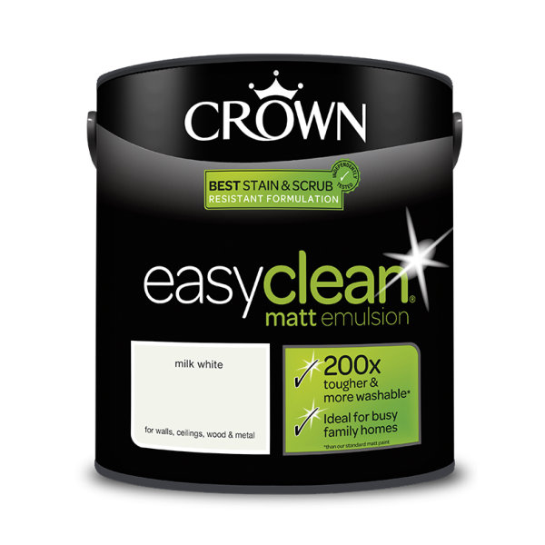 Crown EasyClean Matt Emulsion 2.5Lt - Whites - Milk White