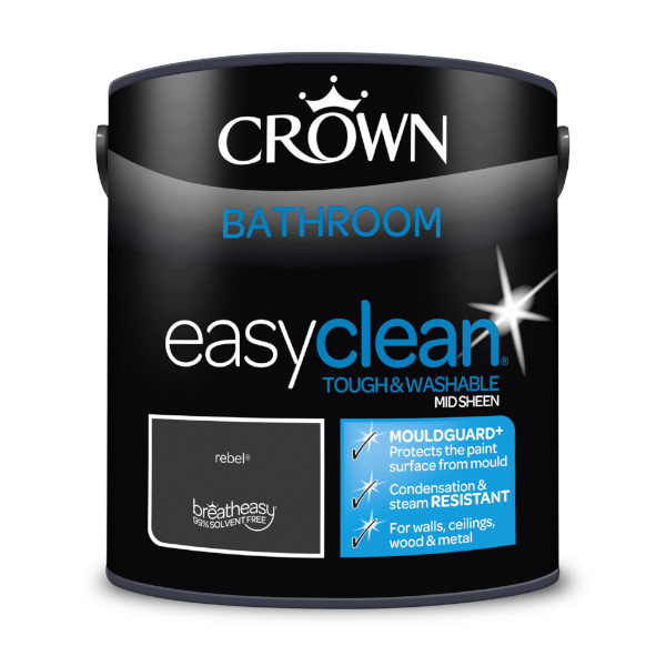 Crown Bathroom Paint 2.5Lt - EasyClean - Mid Sheen - Rebel
