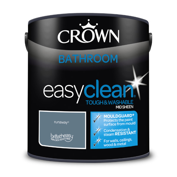 Crown Bathroom Paint 2.5Lt - EasyClean - Mid Sheen - Runaway