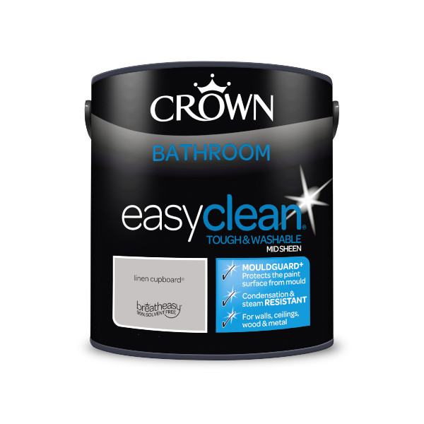 Crown Bathroom Paint 2.5Lt - EasyClean - Mid Sheen - Linen Cupboard